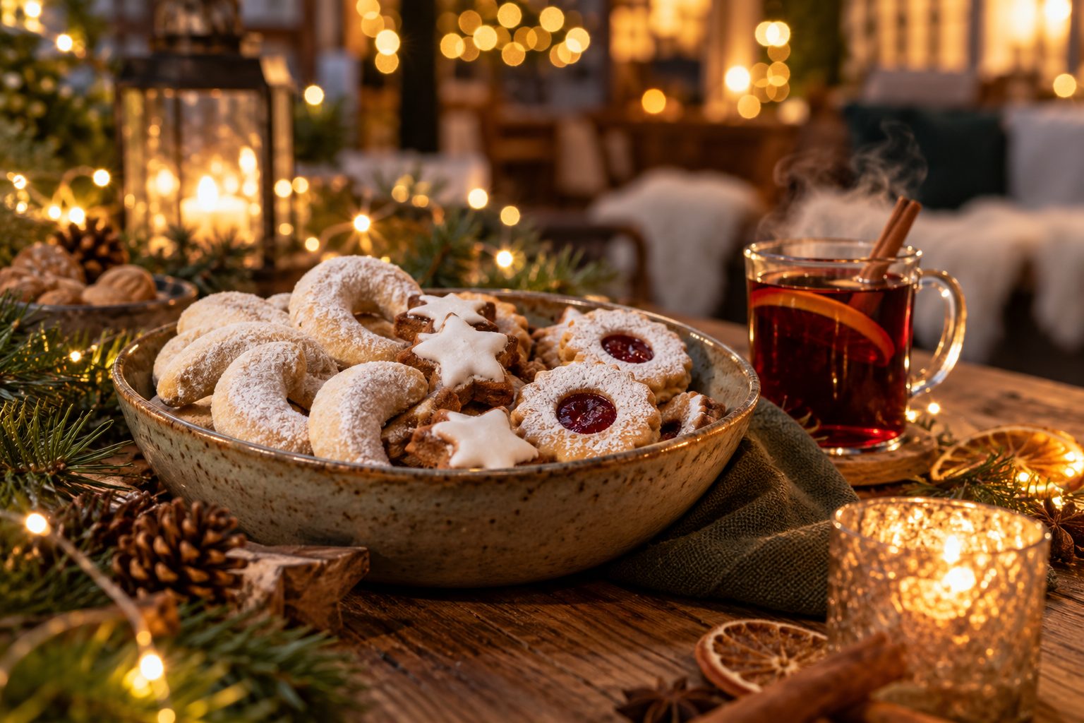 Bio-Weihnachtskekse Bio-Weihnachtskekse und Punsch
