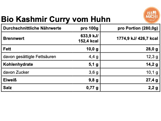 Bio Kashmir Curry vom Huhn Bio Kashmir Curry vom Huhn